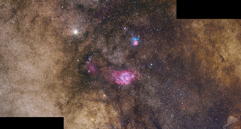 M 8, M 20, Saturn und Vesta